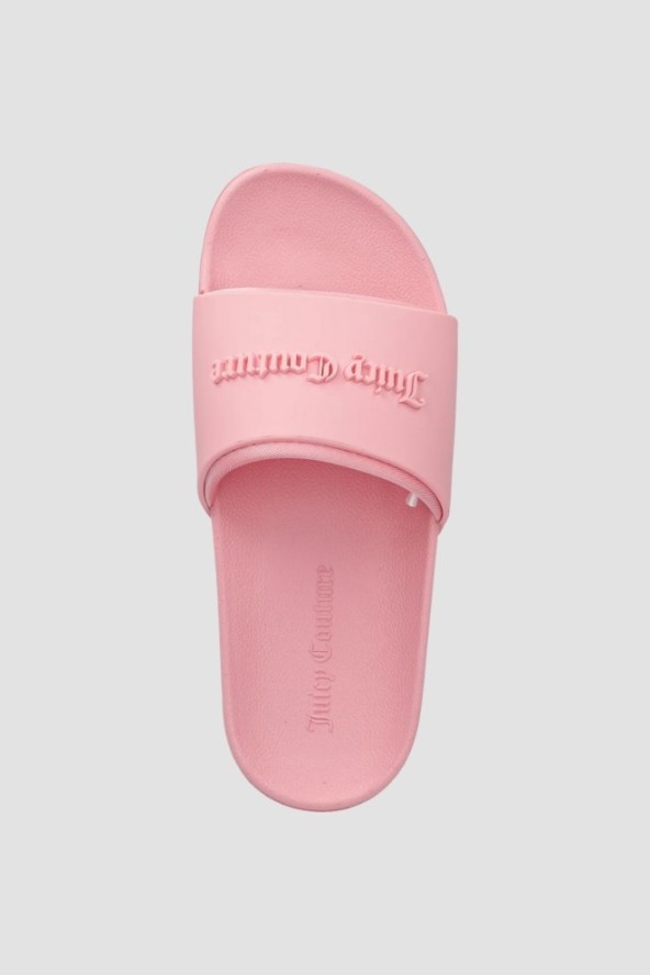 JUICY COUTURE Jasno-różowe klapki damskie Embossed Slider, Rozmiar 39