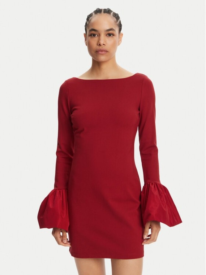 STAUD Sukienka koktajlowa Hawthorne R24R2225PF Czerwony Slim Fit