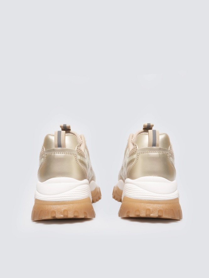 Sneakersy damskie beżowo-złote SS274014 802