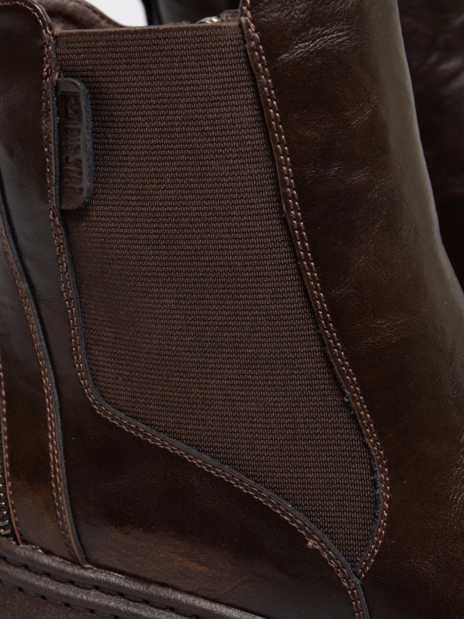 Botki damskie ze skóry naturalnej brązowe SS274521 803