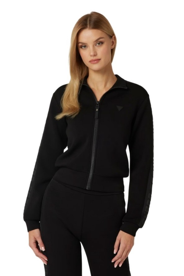 GUESS Czarna bluza damska z lampasami New Allie Scuba, Rozmiar S