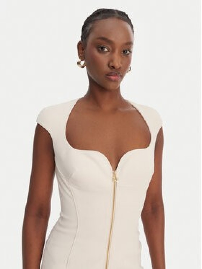 Elisabetta Franchi Sukienka koktajlowa AB-900-61E2-V430 Écru Regular Fit