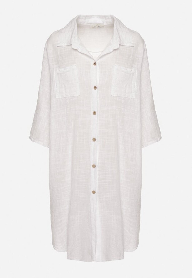 Biała Bawełniana Koszula Oversize Savirise