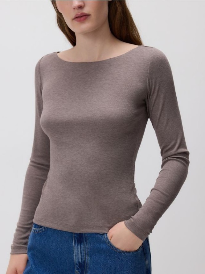 Longsleeve z wiskozą - beżowy