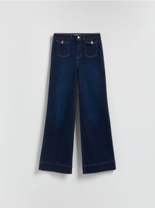 Jeansy flare - granatowy