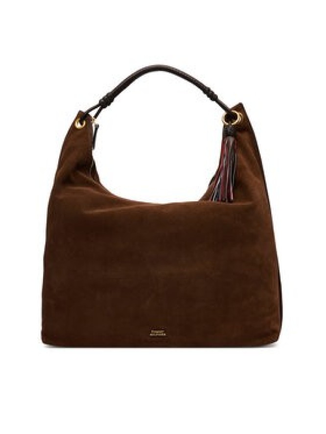 Tommy Hilfiger Torebka Th Statement Leather Hobo Suede AW0AW18403 Brązowy