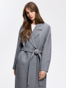 Dwurzędowy płaszcz oversize - szary