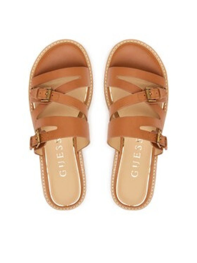 Guess Klapki FLJGRY LEA03 Brązowy jasny