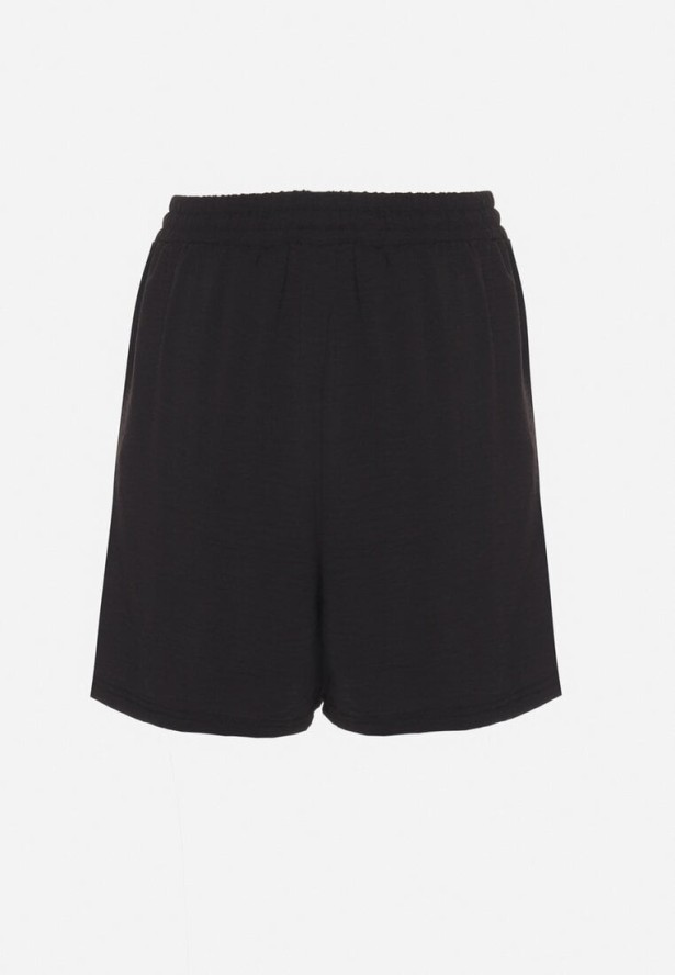 Czarne Szorty z Wiskozą i Wysokim Stanem Puvea