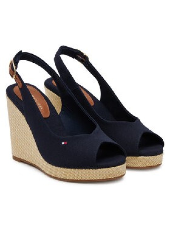 Tommy Hilfiger Espadryle Flag High Wedge Espad Slingback FW0FW08597 Granatowy
