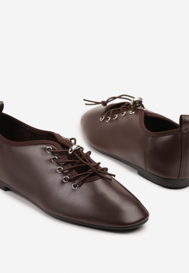 Brązowe Półbuty ze Sznurowaniem ze Stoperem Julirine