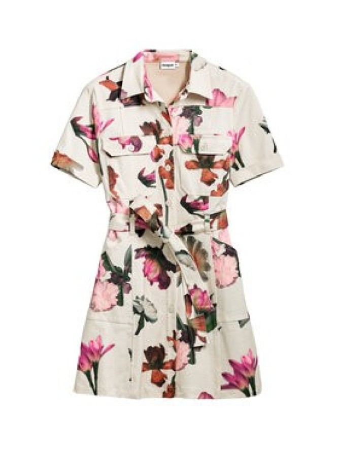 Desigual Sukienka koszulowa Monicawhite 25SWVW13 Écru Regular Fit