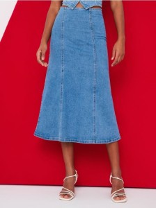 Jeansowa spódnica midi - niebieski