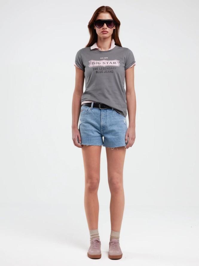 Szorty damskie jeansowe z surowym wykoŅczeniem z kolekcji Authentic niebieskie Authentic Girl 284