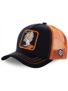 Czapka Trucker Capslab x Dragon Ball Z (Goku Saiyen) - Czarny/Pomarańczowy