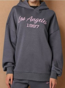 Bluza hoodie w stylu akademickim - szary