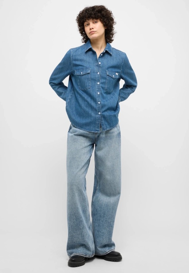 Damska Koszula Mustang Style Sedana Basic Shirt Denim Blue 1015590 5000 540