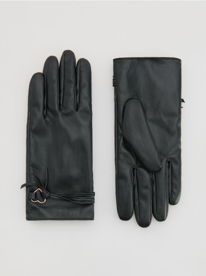 Rękawiczki z ozdobną aplikacją - czarny