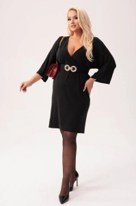 Czarna wiskozowa sukienka Ivette z kopertowym dekoltem PLUS SIZE XXL JESIEŃ