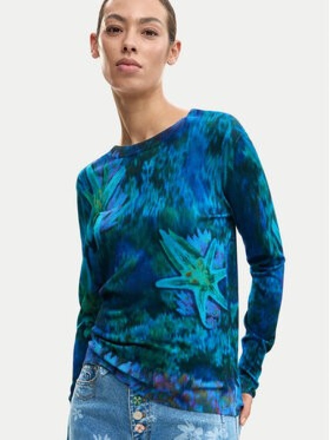 Desigual Sweter Suecia 26SWJF36 Niebieski Regular Fit