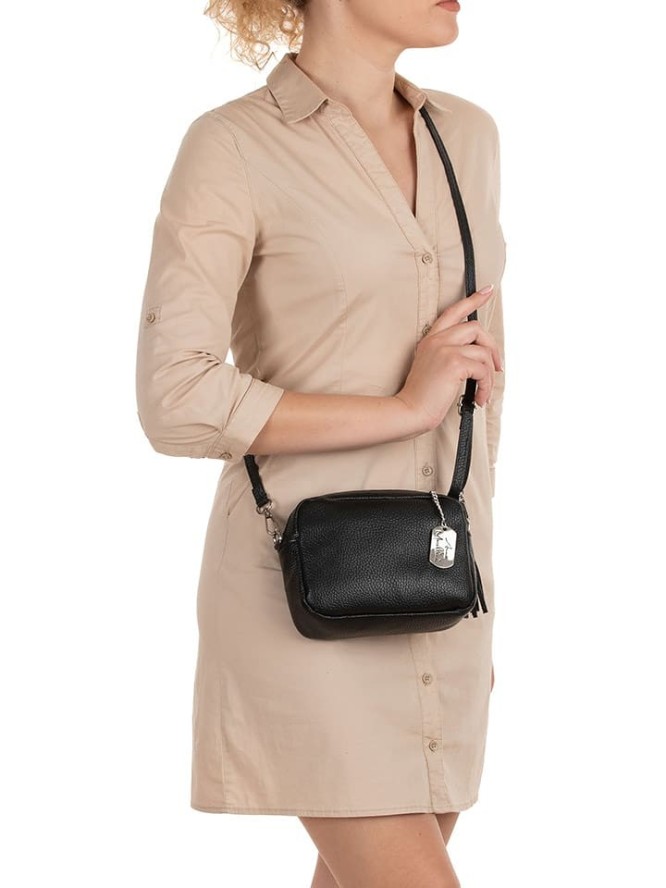 Anna Morellini Skórzana torebka "Micola" w kolorze czarnym - 20 x 16 x 8 cm rozmiar: onesize