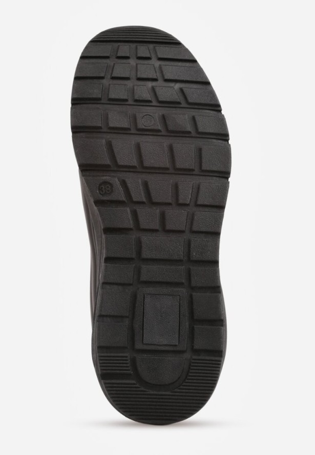 Czarne Sneakersy na Platformie z Przezroczystą Wstawką i Suwakiem z Napisami Valentinae
