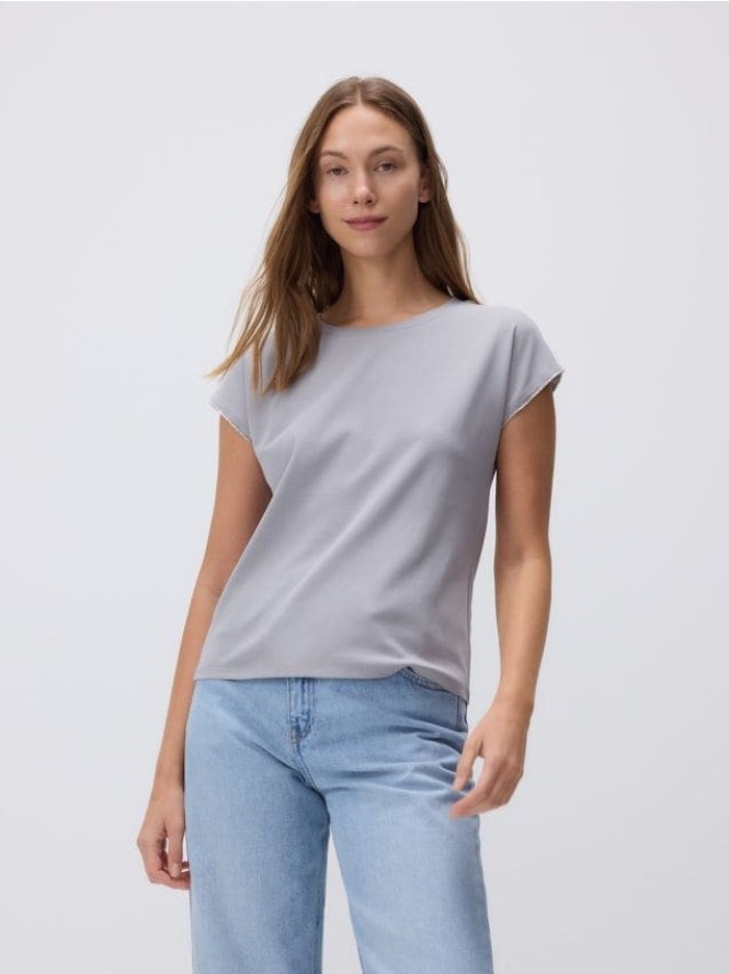 T-shirt regular ze zdobieniem - ciemnoszary