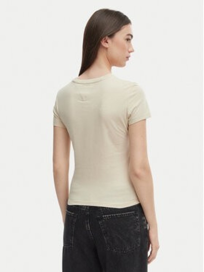 Tommy Jeans T-Shirt DW0DW18398 Beżowy jasny Slim Fit