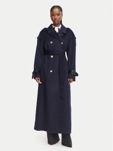 Elisabetta Franchi Płaszcz wełniany CP-02D-66E2-V790 Granatowy Regular Fit