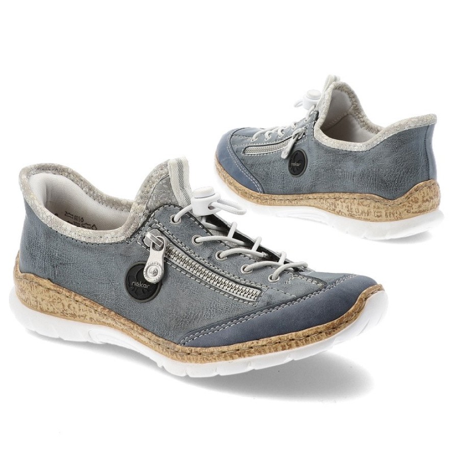 Niebieskie Półbuty Rieker Wsuwane Obuwie Damskie Antistress
