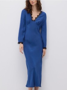 Sukienka maxi z koronką - granatowy