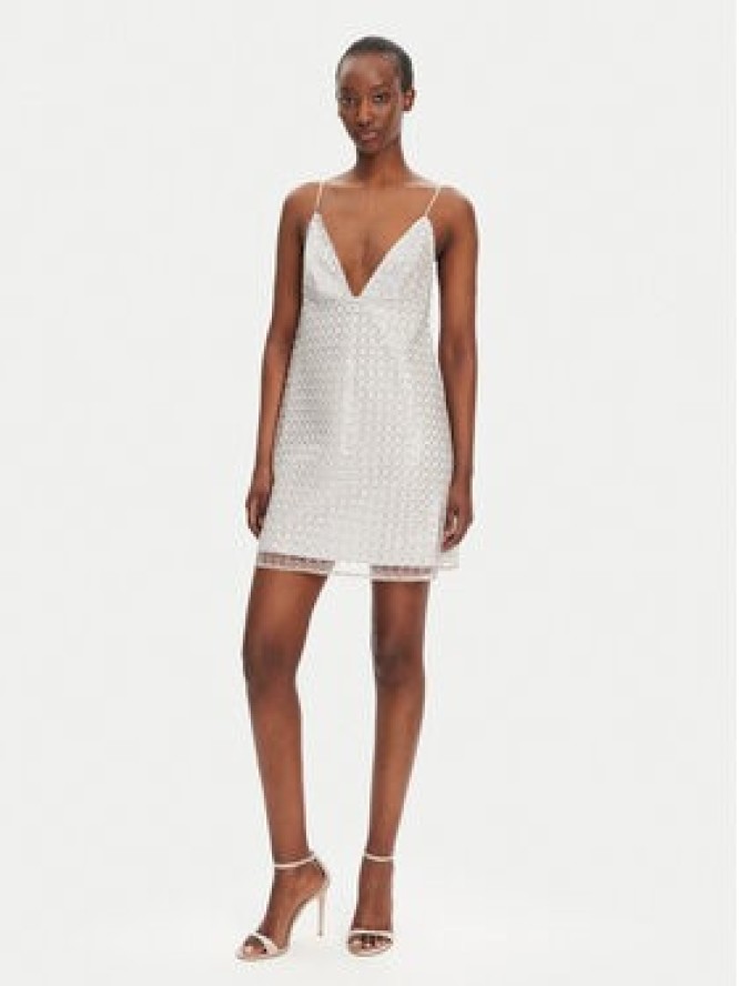 ROTATE Sukienka koktajlowa 113710800 Beżowy Slim Fit