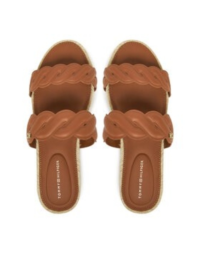 Tommy Hilfiger Espadryle Leather Rope Espadrille Mule FW0FW08503 Brązowy