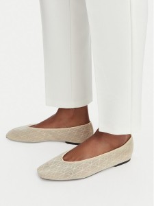 Calvin Klein Baleriny Square Ballerina Aop Mesh HW0HW02937 Écru