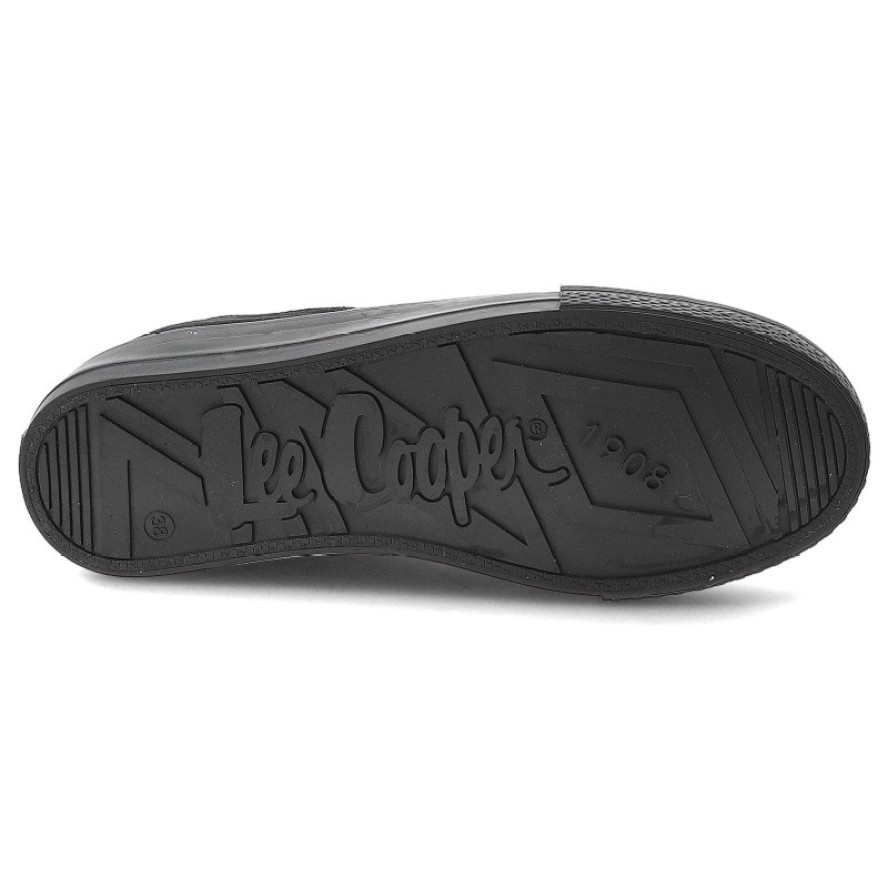 Trampki damskie Lee Cooper, cholewka z materiału tekstylnego wiązanie z przodu metalowe oczka na płaskiej podeszwie, czarne, LCW-26-02-4069L SVL-653