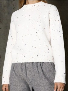 Sweter z kolorowymi cekinami i domieszką wełny - kremowy