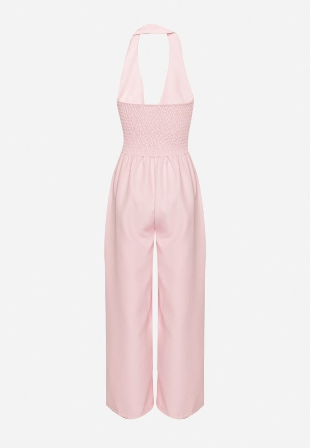 Różowy Kombinezon Taliowany Ozdobiony Guzikami Niladwenna