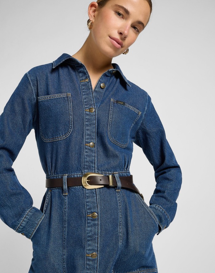 DAMSKA SUKIENKA JEANSOWA LEE MAXI DENIM UTILITY DRESS TIME OF OUR LIFE 112370993