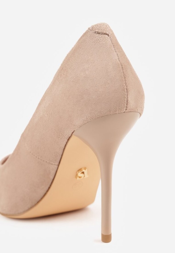 Ciemnobeżowe Szpilki Vices w Klasycznym Stylu ze Skórzaną Wkładką Verile