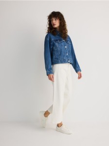 Jeansy culotte z wysokim stanem - złamana biel