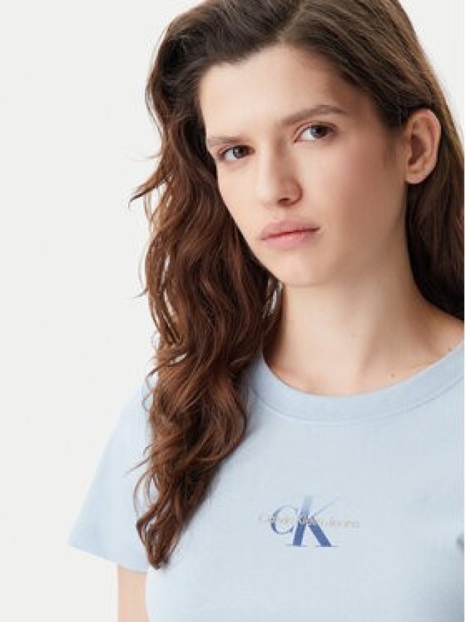 Calvin Klein Jeans T-Shirt Gradient Monologo J20J225252 Błękitny Slim Fit