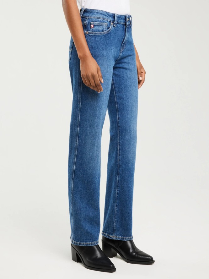 Jeansy damskie z prostą nogawką niebieskie Myrra 313