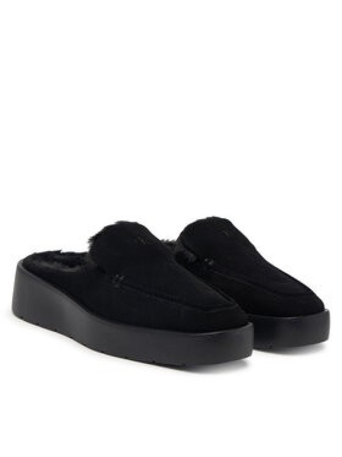Calvin Klein Klapki Flatform Mule Suede WL HW0HW03182 Czarny