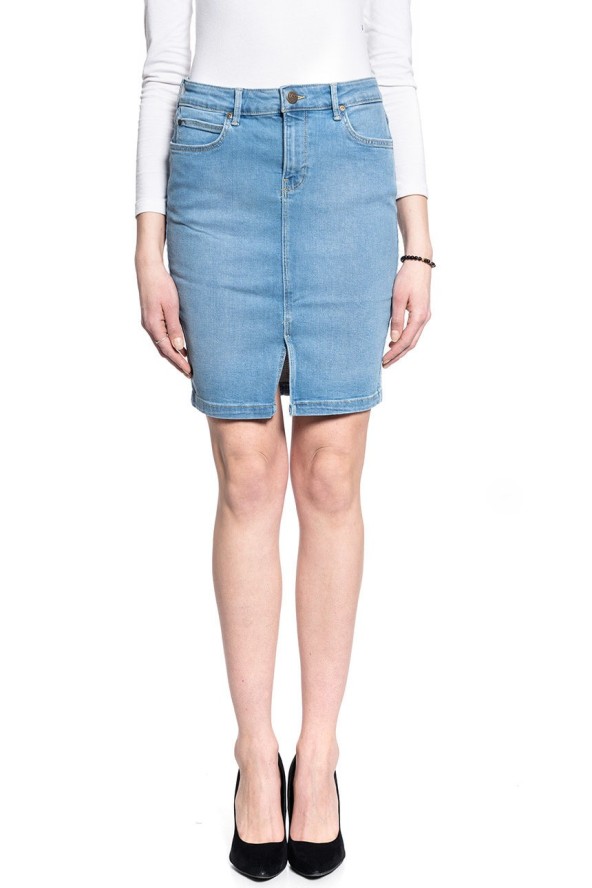 LEE PENCIL SKIRT DAMSKA SPÓDNICA JEANSOWA LIGHT LOU L38GQDXJ 112108197