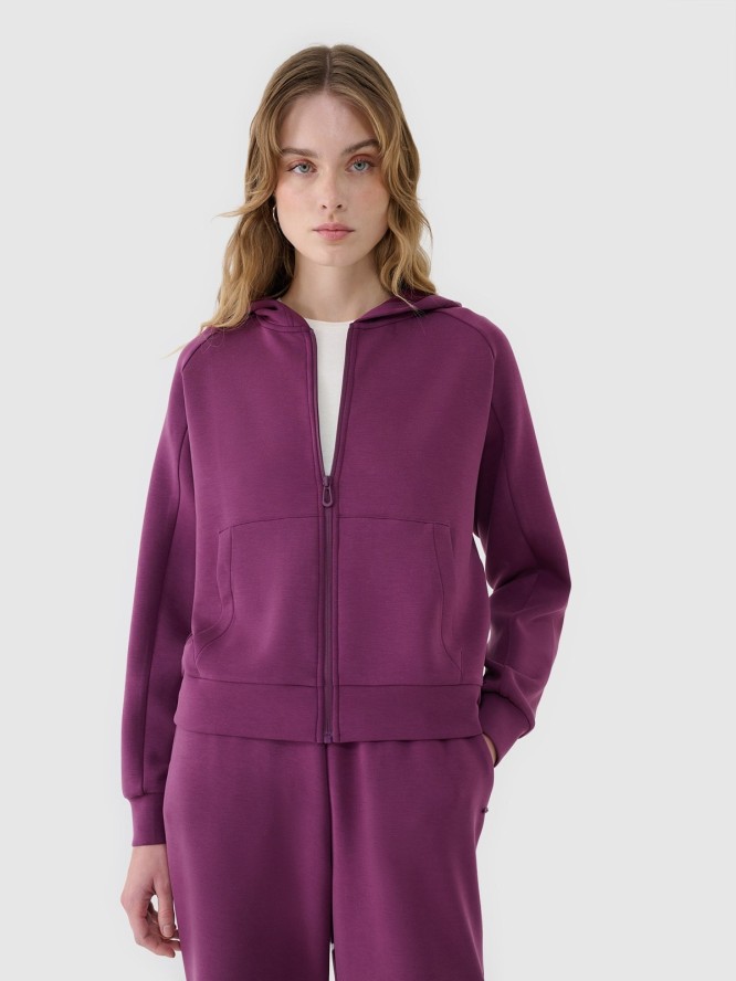 4F Bluza dresowa rozpinana z modalem damska - fioletowa XS