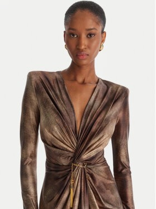 Elisabetta Franchi Sukienka wieczorowa AB-R35-57E2-V840 Brązowy Slim Fit