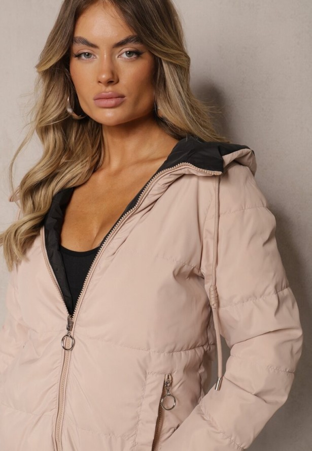 Czarna Pikowana Kurtka Dwustronna Wykończona Sznurkami Atitoria