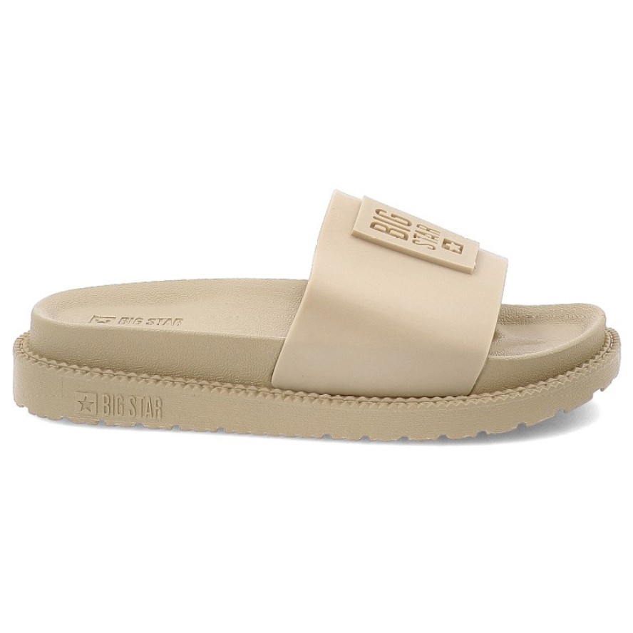 Beżowe Klapki Big Star Wygodne Wsuwane Obuwie Damskie