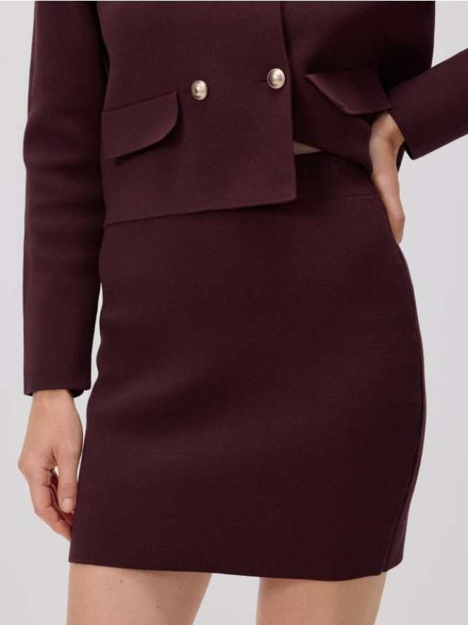 Dzianinowa spódnica mini - ciemnofioletowy