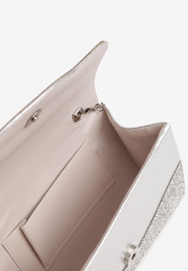 Srebrna Mała Torebka z Rączką i Łańcuszkiem na Magnes z Cyrkoniami Fanatia